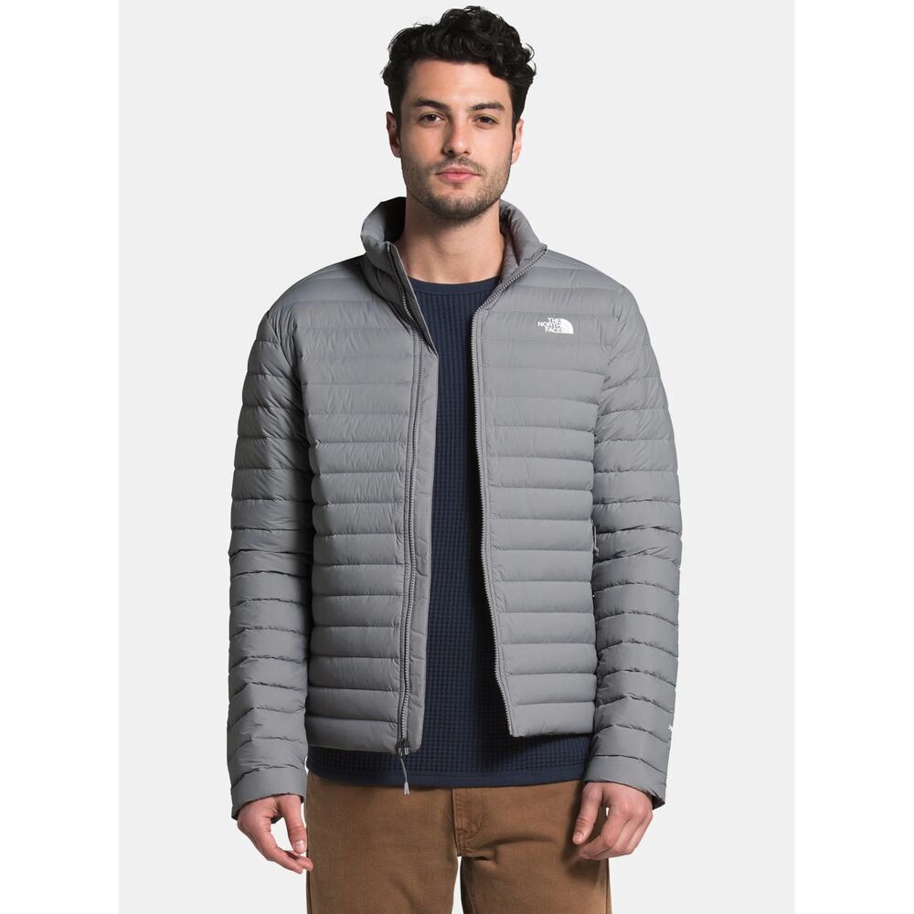 The North Face Mens Matte Gray Stretch Down Insulated Puffer Jacket,Size XXL,EUC
